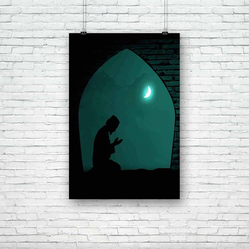 Muslim Praying At Night Unframed Paper Poster-Paper Posters Unframed-POS_UN-IC 5001247 IC 5001247, Allah, Arabic, Black, Black and White, Illustrations, Islam, Religion, Religious, Stars, muslim, praying, at, night, unframed, paper, poster, prayer, quran, dua, pray, arab, arabian, background, belief, eid, emotion, expression, faith, fast, hand, holy, illustration, islamic, koran, masjid, moon, mosque, namaz, peace, prophet, ramadan, silhouette, artzfolio, posters, wall posters, posters for room, posters for