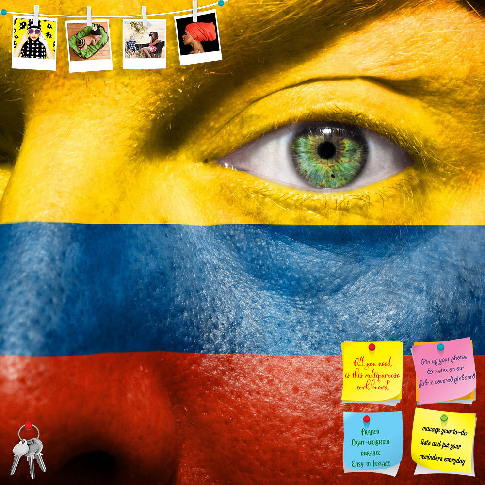 ArtzFolio Columbia Flag Painted On Face Printed Bulletin Board Notice Pin Board Soft Board | Frameless-Bulletin Boards Frameless-AZSAO14386011BLB_FL_L-Image Code 5001272 Vishnu Image Folio Pvt Ltd, IC 5001272, ArtzFolio, Bulletin Boards Frameless, Places, Portraits, Photography, columbia, flag, painted, on, face, printed, bulletin, board, notice, pin, soft, frameless, green, eye, show, support, pin up board, push pin board, extra large cork board, big pin board, notice board, small bulletin board, cork boar