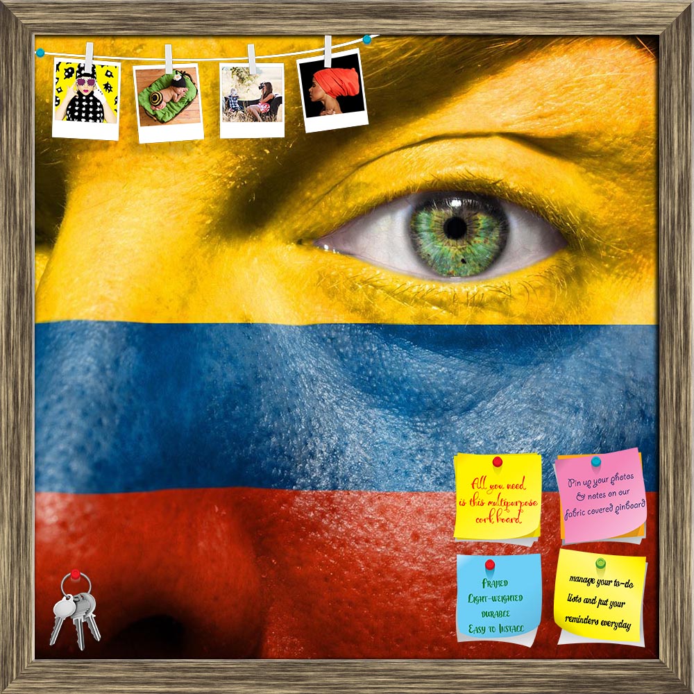 ArtzFolio Columbia Flag Painted On Face Printed Bulletin Board Notice Pin Board Soft Board | Framed-Bulletin Boards Framed-AZSAO14386011BLB_FR_L-Image Code 5001272 Vishnu Image Folio Pvt Ltd, IC 5001272, ArtzFolio, Bulletin Boards Framed, Places, Portraits, Photography, columbia, flag, painted, on, face, printed, bulletin, board, notice, pin, soft, framed, green, eye, show, support, pin up board, push pin board, extra large cork board, big pin board, notice board, small bulletin board, cork board, wall noti