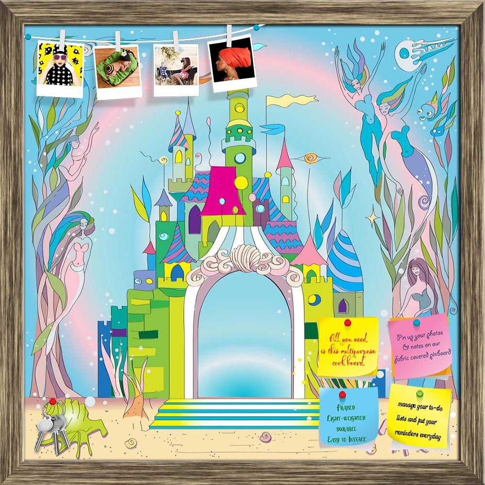 ArtzFolio Fairy Tale Castle Under The Sea Printed Bulletin Board Notice Pin Board Soft Board | Framed-Bulletin Boards Framed-AZSAO14406191BLB_FR_L-Image Code 5001277 Vishnu Image Folio Pvt Ltd, IC 5001277, ArtzFolio, Bulletin Boards Framed, Kids, Digital Art, fairy, tale, castle, under, the, sea, printed, bulletin, board, notice, pin, soft, framed, hand, drawn, composition, mermaids, fishes, pin up board, push pin board, extra large cork board, big pin board, notice board, small bulletin board, cork board, 
