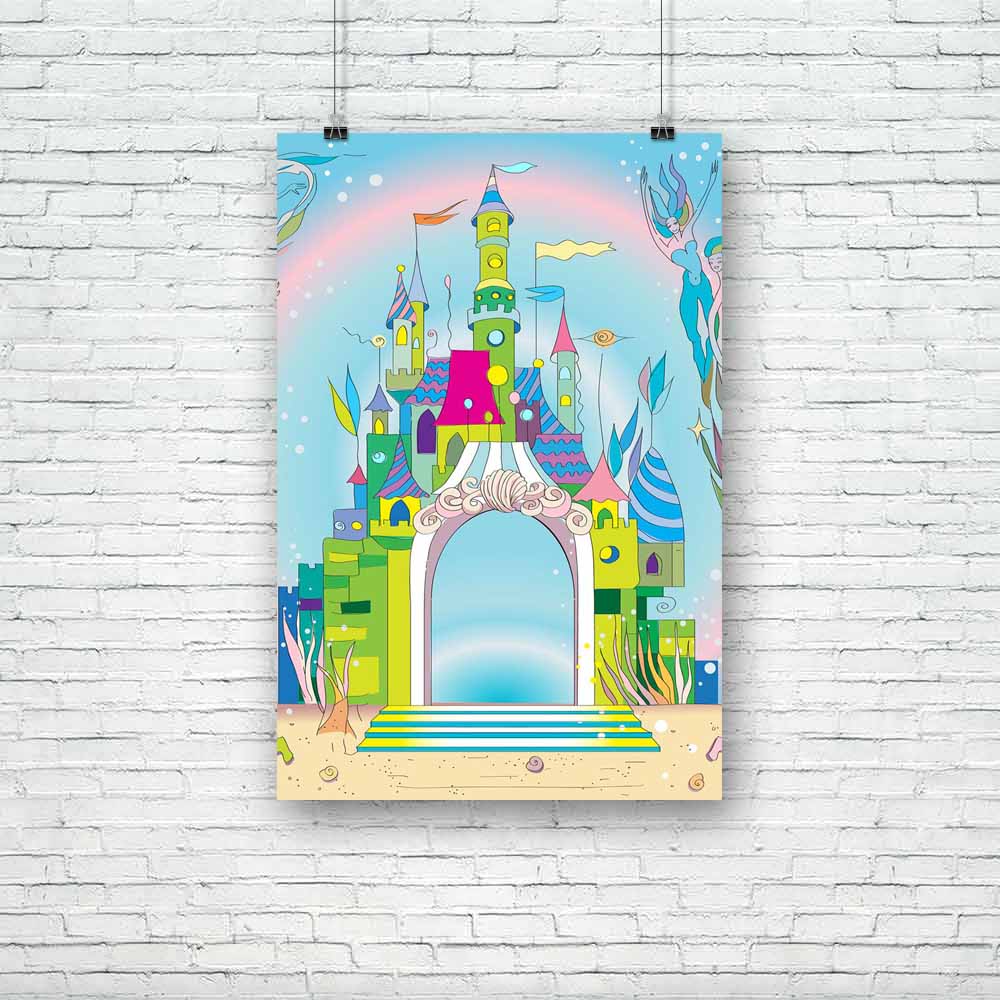 Fairy Tale Castle Under The Sea Unframed Paper Poster-Paper Posters Unframed-POS_UN-IC 5001277 IC 5001277, Ancient, Animated Cartoons, Architecture, Art and Paintings, Caricature, Cartoons, Digital, Digital Art, Drawing, Fantasy, Flags, Graphic, Hand Drawn, Historical, Illustrations, Medieval, Mermaid, Signs, Signs and Symbols, Sketches, Vintage, fairy, tale, castle, under, the, sea, unframed, paper, poster, princess, cartoon, mermaids, king, and, queen, palace, anemones, antique, art, aurora, borealis, bac