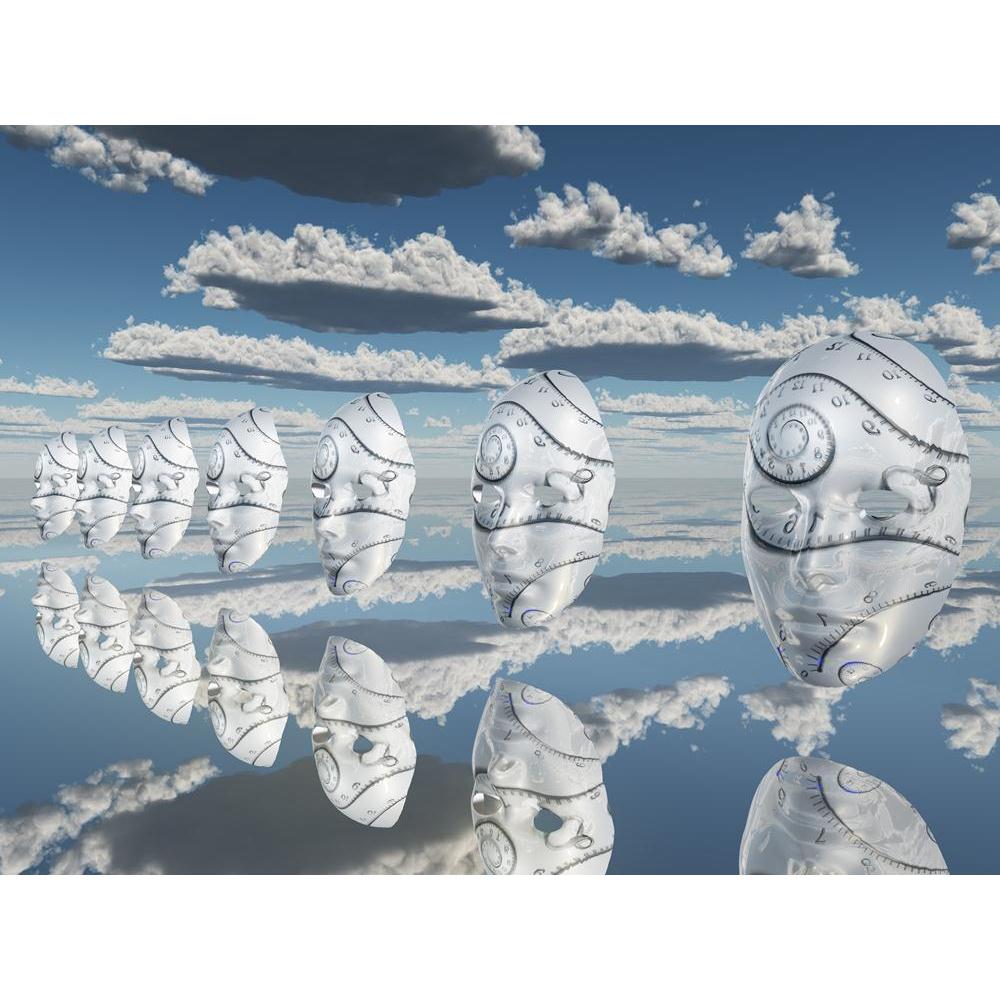 Surreal White Faces Float About Reflecting Surface Canvas Painting Synthetic Frame-Paintings MDF Framing-AFF_FR-IC 5001285 IC 5001285, Abstract Expressionism, Abstracts, Art and Paintings, Black and White, Conceptual, Fantasy, Futurism, Illustrations, People, Realism, Semi Abstract, Signs, Signs and Symbols, Surrealism, Symbols, White, surreal, faces, float, about, reflecting, surface, canvas, painting, synthetic, frame, abstract, appointment, art, artistic, background, beautiful, blue, clock, clouds, conce