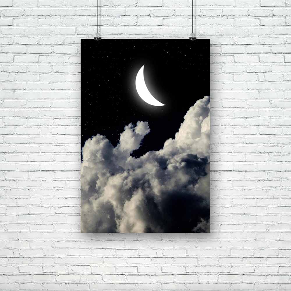 Moon In The Night Sky Unframed Paper Poster-Paper Posters Unframed-POS_UN-IC 5001401 IC 5001401, Abstract Expressionism, Abstracts, Astronomy, Cosmology, Fantasy, Nature, Religion, Religious, Scenic, Semi Abstract, Space, moon, in, the, night, sky, unframed, paper, poster, abstract, air, atmosphere, background, bed, time, believe, clouds, dark, dreams, fancy, heavenly, leisure, luna, mysterious, mystery, nice, rain, religions, rest, skyscrapers, sleep, star, telescope, views, weather, wind, artzfolio, poste