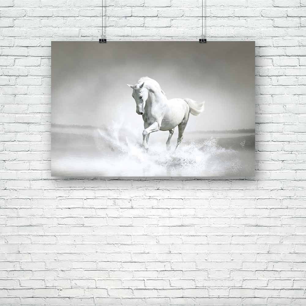White Horse Running Through Water Unframed Paper Poster-Paper Posters Unframed-POS_UN-IC 5001418 IC 5001418, Animals, Art and Paintings, Birds, Black, Black and White, Individuals, Nature, Pets, Portraits, Scenic, Sports, White, horse, running, through, water, unframed, paper, poster, horses, and, wild, arabian, stallion, arab, animal, art, background, beautiful, beauty, elegant, equestrian, equine, farm, fauna, free, freedom, gallop, isolated, lake, light, lipizzaner, mammal, mane, mare, motion, moving, no