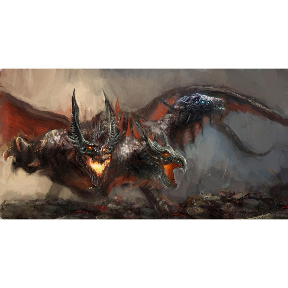 Three Headed Dragon Canvas Painting Synthetic Frame-Paintings MDF Framing-AFF_FR-IC 5001424 IC 5001424, Ancient, Animals, Art and Paintings, Drawing, Fantasy, Illustrations, Medieval, Vintage, three, headed, dragon, canvas, painting, synthetic, frame, dragons, chimera, fire, animal, art, big, breath, breathing, colorful, creature, danger, destruction, drawings, evil, fairytale, fantastic, fear, fearful, fictional, flight, illustration, imagination, large, legend, monster, mythology, old, quick, reptile, sto