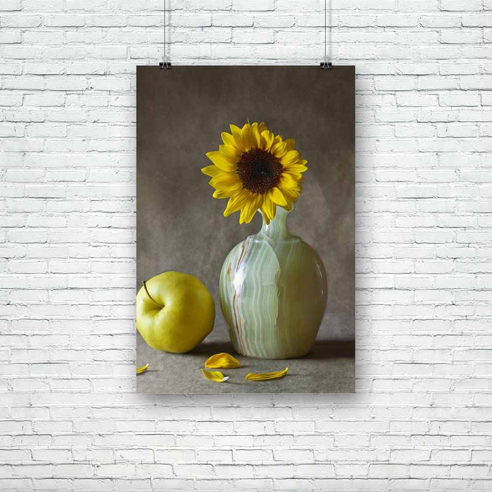 Still Life With Sunflowers & Apples Unframed Paper Poster-Paper Posters Unframed-POS_UN-IC 5001436 IC 5001436, Ancient, Art and Paintings, Botanical, Conceptual, Floral, Flowers, Fruit and Vegetable, Fruits, Historical, Medieval, Nature, Retro, Rural, Seasons, Still Life, Vintage, still, life, with, sunflowers, apples, unframed, paper, poster, aged, antique, apple, art, artistic, autumn, beauty, bright, card, classical, composition, concept, decoration, delicious, flower, fragrance, fruit, joy, jug, juicy, 