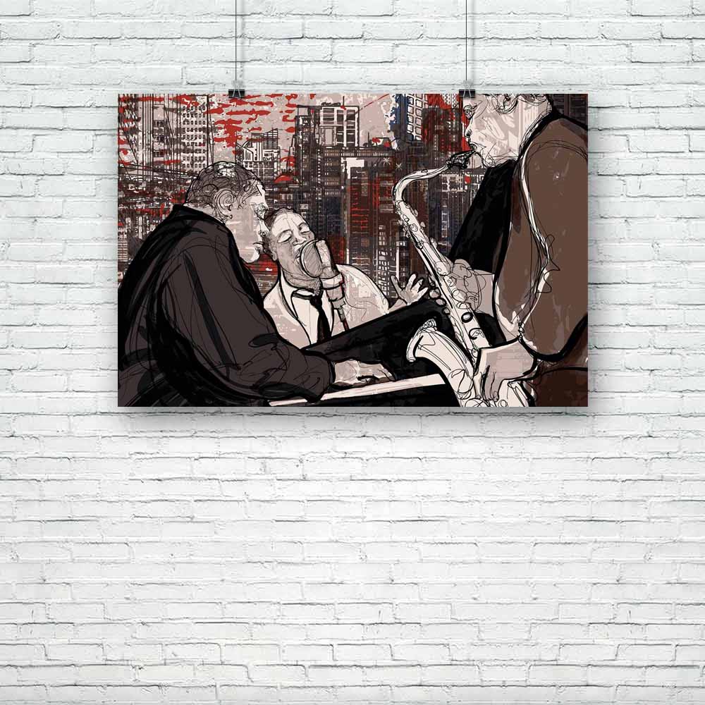 Jazz Band D1 Unframed Paper Poster-Paper Posters Unframed-POS_UN-IC 5001487 IC 5001487, Art and Paintings, Black, Black and White, Cities, City Views, Digital, Digital Art, Drawing, Graphic, Illustrations, Music, Music and Dance, Music and Musical Instruments, Musical Instruments, Signs, Signs and Symbols, jazz, band, d1, unframed, paper, poster, saxophone, singer, blues, art, artistic, brass, building, city, concert, design, event, horn, illustration, instrument, instrumental, male, man, musical, musician,