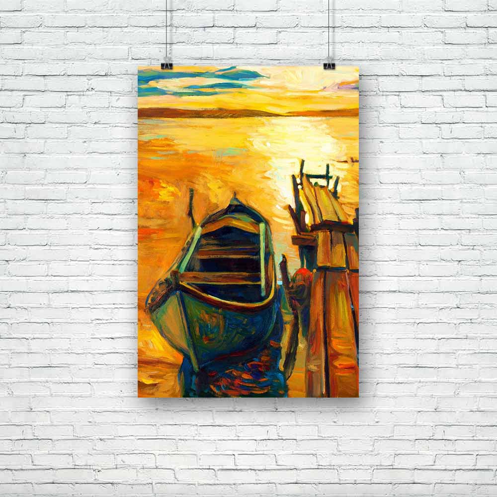 Boat & Jetty D1 Unframed Paper Poster-Paper Posters Unframed-POS_UN-IC 5001502 IC 5001502, Abstract Expressionism, Abstracts, Art and Paintings, Automobiles, Boats, Drawing, Illustrations, Impressionism, Landscapes, Modern Art, Nature, Nautical, Paintings, Scenic, Semi Abstract, Signs, Signs and Symbols, Sketches, Sunsets, Transportation, Travel, Vehicles, Watercolour, boat, jetty, d1, unframed, paper, poster, oil, painting, abstract, acrylic, art, artist, artistic, artwork, backdrop, background, beach, blu
