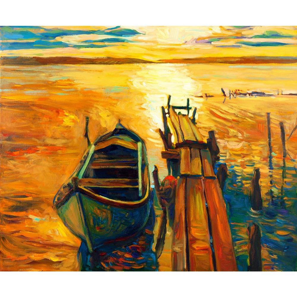 Artwork Of Boat & Jetty Canvas Painting Synthetic Frame-Paintings MDF Framing-AFF_FR-IC 5001502 IC 5001502, Abstract Expressionism, Abstracts, Art and Paintings, Automobiles, Boats, Drawing, Illustrations, Impressionism, Landscapes, Modern Art, Nature, Nautical, Paintings, Scenic, Semi Abstract, Signs, Signs and Symbols, Sketches, Sunsets, Transportation, Travel, Vehicles, Watercolour, artwork, of, boat, jetty, canvas, painting, synthetic, frame, oil, abstract, acrylic, art, artist, artistic, backdrop, back