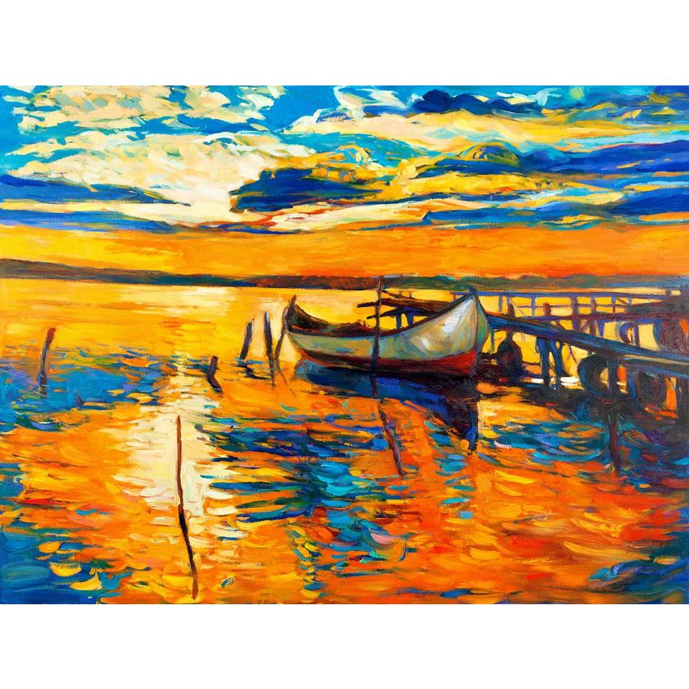 Artwork Of Boat & Jetty Canvas Painting Synthetic Frame-Paintings MDF Framing-AFF_FR-IC 5001508 IC 5001508, Abstract Expressionism, Abstracts, Art and Paintings, Automobiles, Boats, Drawing, Illustrations, Impressionism, Landscapes, Modern Art, Nature, Nautical, Paintings, Scenic, Semi Abstract, Signs, Signs and Symbols, Sketches, Sunsets, Transportation, Travel, Vehicles, Watercolour, artwork, of, boat, jetty, canvas, painting, synthetic, frame, oil, art, abstract, watercolor, landscape, abstrakt, modern, 