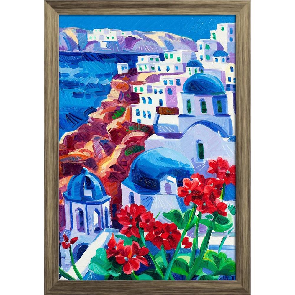 ArtzFolio Blue Churches & White Houses At Santorini Island D1 Paper Poster Frame | Top Acrylic Glass-Paper Posters Framed-AZART15209754POS_FR_L-Image Code 5001516 Vishnu Image Folio Pvt Ltd, IC 5001516, ArtzFolio, Paper Posters Framed, Landscapes, Fine Art Reprint, blue, churches, white, houses, at, santorini, island, d1, paper, poster, frame, top, acrylic, glass, original, oil, painting, showing, oia, village, sea, view, greece.modern, impressionism, wall poster large size, wall poster for living room, pos