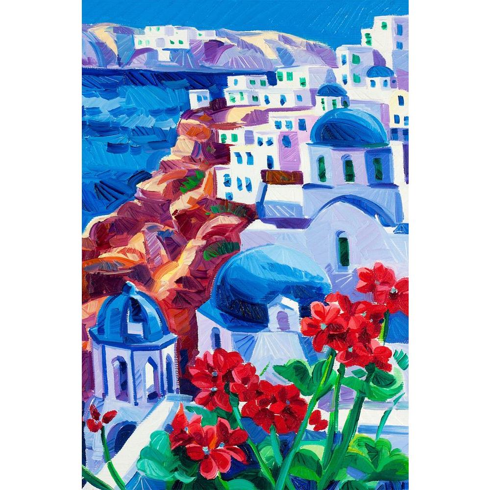 ArtzFolio Blue Churches & White Houses At Santorini Island D1 Unframed Paper Poster-Paper Posters Unframed-AZART15209754POS_UN_L-Image Code 5001516 Vishnu Image Folio Pvt Ltd, IC 5001516, ArtzFolio, Paper Posters Unframed, Landscapes, Fine Art Reprint, blue, churches, white, houses, at, santorini, island, d1, unframed, paper, poster, original, oil, painting, showing, oia, village, sea, view, greece.modern, impressionism, wall poster large size, wall poster for living room, poster for home decoration, paper 