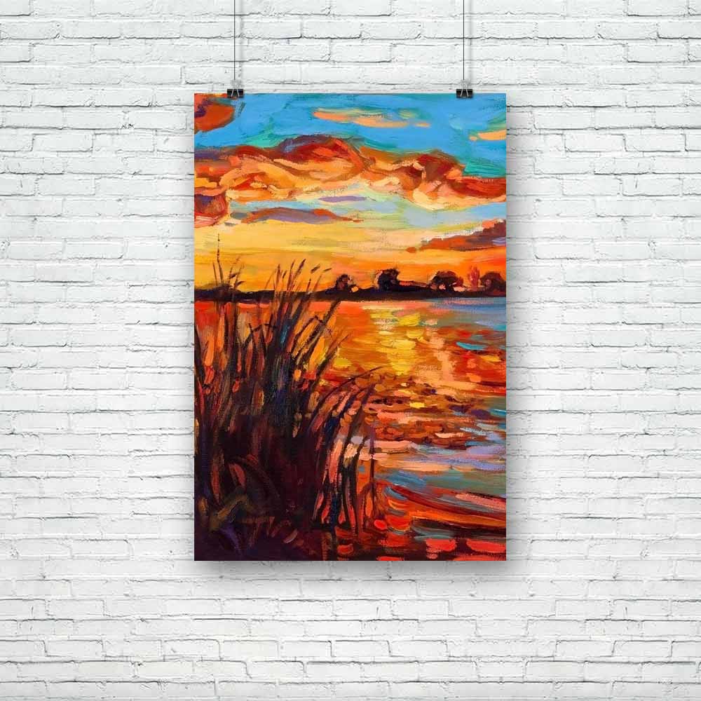 Lake Sunset Landscape D1 Unframed Paper Poster-Paper Posters Unframed-POS_UN-IC 5001522 IC 5001522, Abstract Expressionism, Abstracts, Ancient, Art and Paintings, Countries, Drawing, Historical, Illustrations, Impressionism, Landscapes, Medieval, Modern Art, Nature, Paintings, Rural, Scenic, Seasons, Semi Abstract, Signs, Signs and Symbols, Sunsets, Vintage, Wooden, lake, sunset, landscape, d1, unframed, paper, poster, oil, painting, acrylic, abstract, art, artist, artistic, artwork, autumn, background, bea