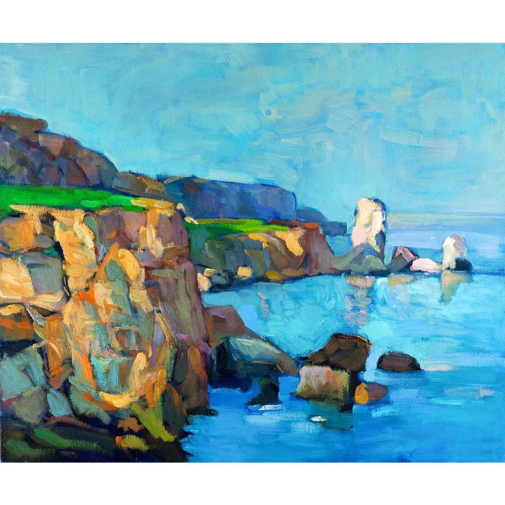 Ocean & Cliffs Canvas Painting Synthetic Frame-Paintings MDF Framing-AFF_FR-IC 5001525 IC 5001525, Art and Paintings, Automobiles, Illustrations, Impressionism, Landscapes, Modern Art, Nature, Paintings, Scenic, Seasons, Sunrises, Sunsets, Transportation, Travel, Tropical, Vehicles, ocean, cliffs, canvas, painting, synthetic, frame, landscape, oil, art, artist, artwork, background, bay, beach, beautiful, brush, calm, clouds, coast, color, dark, dawn, daylight, gold, golden, horizon, illustration, orange, pe