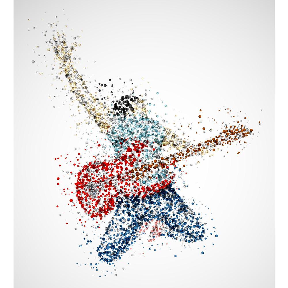 Abstract Guitarist From Circles Canvas Painting Synthetic Frame - Paintings MDF Framing - ArtzFolio.com