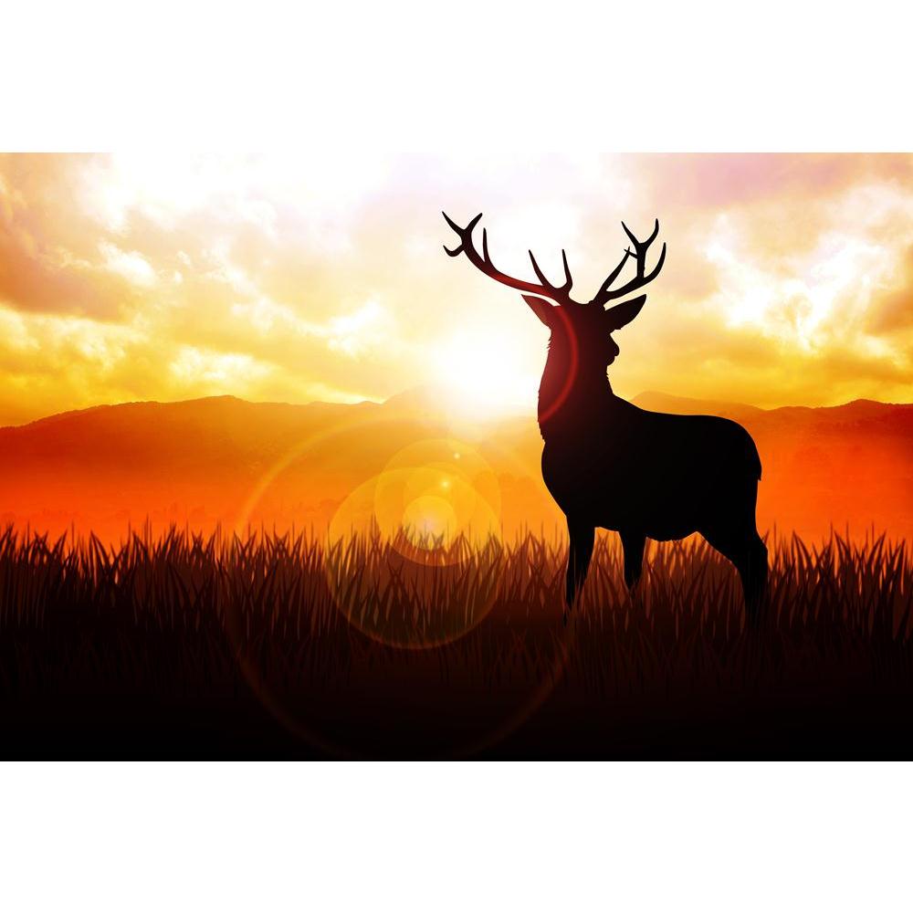 Deer On Meadow During Sunrise Canvas Painting Synthetic Frame-Paintings MDF Framing-AFF_FR-IC 5001555 IC 5001555, Animals, God Ram, Hinduism, Illustrations, Landscapes, Mountains, Nature, Panorama, Scenic, Sunrises, Sunsets, Wildlife, deer, on, meadow, during, sunrise, canvas, painting, synthetic, frame, silhouette, beautiful, scenery, sunset, animal, antelope, antler, atmosphere, autumn, background, beauty, bright, cattle, clouds, dawn, day, dusk, field, grass, hills, illustration, landscape, mammal, morni
