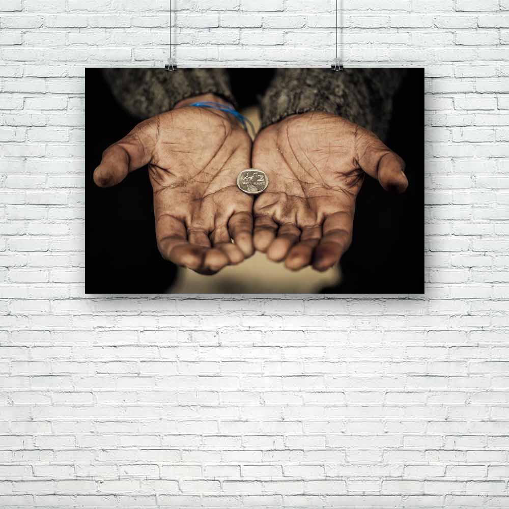 Food For A Hungry Man Unframed Paper Poster-Paper Posters Unframed-POS_UN-IC 5001556 IC 5001556, Black, Black and White, Coins, Cuisine, Food, Food and Beverage, Food and Drink, People, for, a, hungry, man, unframed, paper, poster, poverty, homeless, poor, help, giving, donation, donate, homelessness, age, bankrupt, beg, beggar, bum, cash, change, coin, concept, cupped, currency, dirt, dirty, empty, finance, finger, fingers, give, hand, hold, horizontal, human, isolated, lonely, male, mercy, money, nail, ne