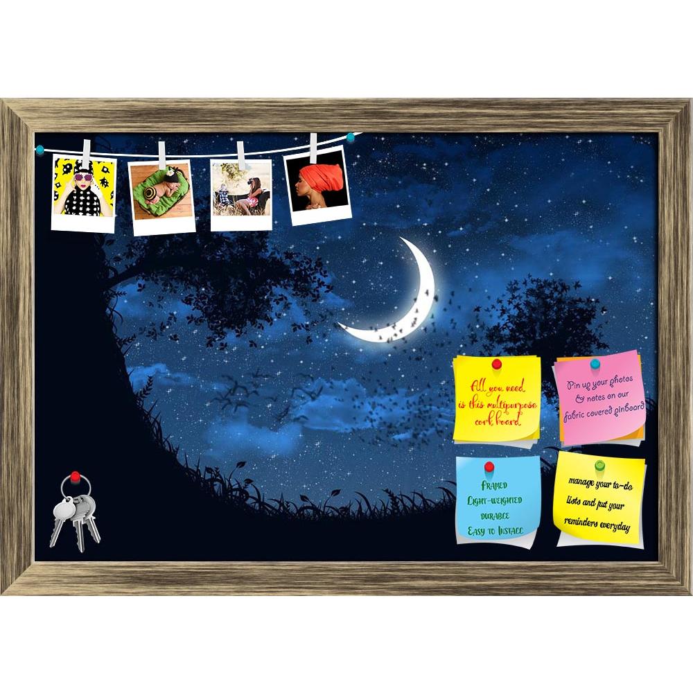 ArtzFolio Sky With Stars & Moon Printed Bulletin Board Notice Pin Board Soft Board | Framed-Bulletin Boards Framed-AZSAO15382490BLB_FR_L-Image Code 5001564 Vishnu Image Folio Pvt Ltd, IC 5001564, ArtzFolio, Bulletin Boards Framed, Fantasy, Landscapes, Digital Art, sky, with, stars, moon, printed, bulletin, board, notice, pin, soft, framed, illustration, night, crescent, pin up board, push pin board, extra large cork board, big pin board, notice board, small bulletin board, cork board, wall notice board, gia