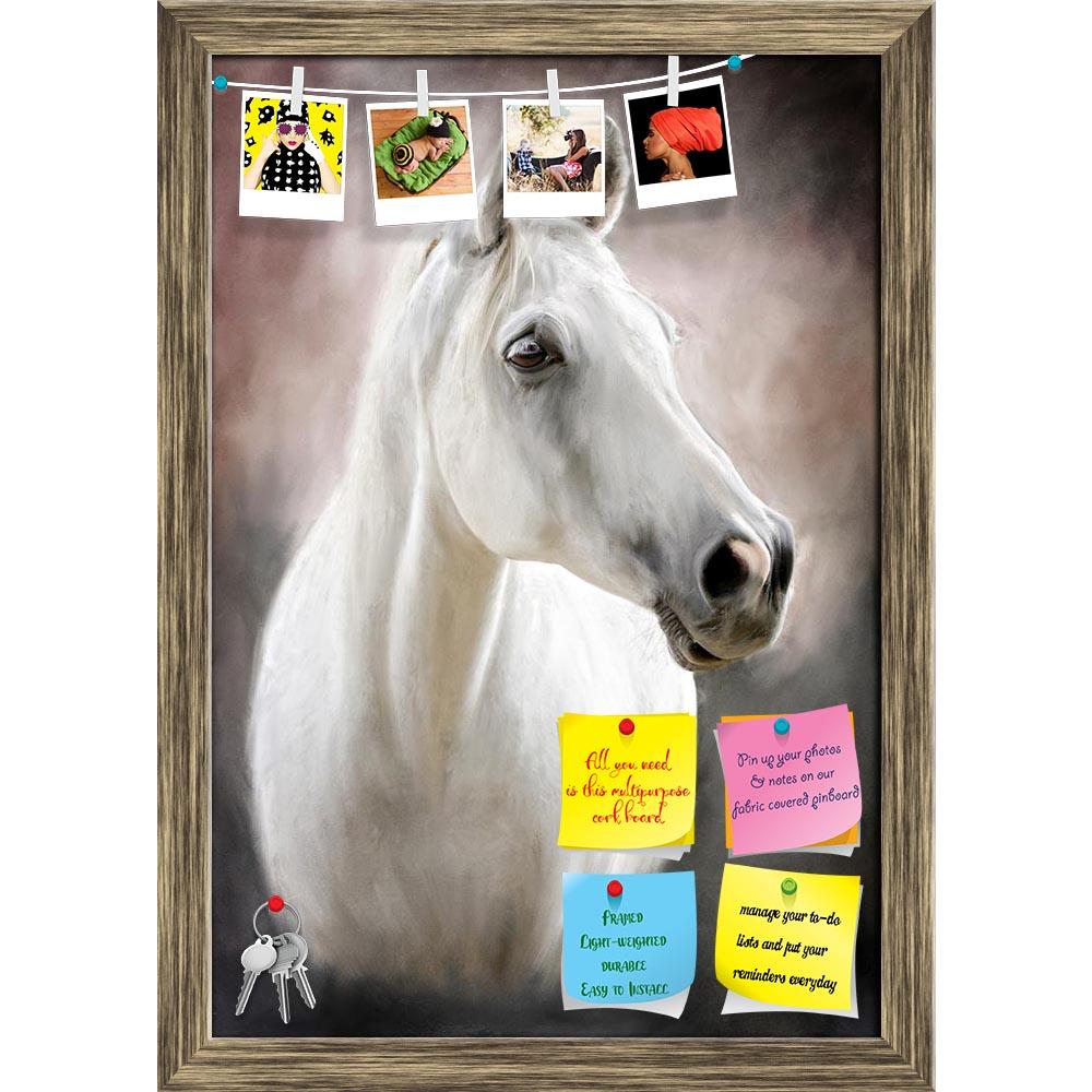 ArtzFolio Portrait Of A White Horse D1 Printed Bulletin Board Notice Pin Board Soft Board | Framed-Bulletin Boards Framed-AZSAO15414649BLB_FR_L-Image Code 5001569 Vishnu Image Folio Pvt Ltd, IC 5001569, ArtzFolio, Bulletin Boards Framed, Animals, Fine Art Reprint, portrait, of, a, white, horse, d1, printed, bulletin, board, notice, pin, soft, framed, photograph, stylized, as, painting, pin up board, push pin board, extra large cork board, big pin board, notice board, small bulletin board, cork board, wall n