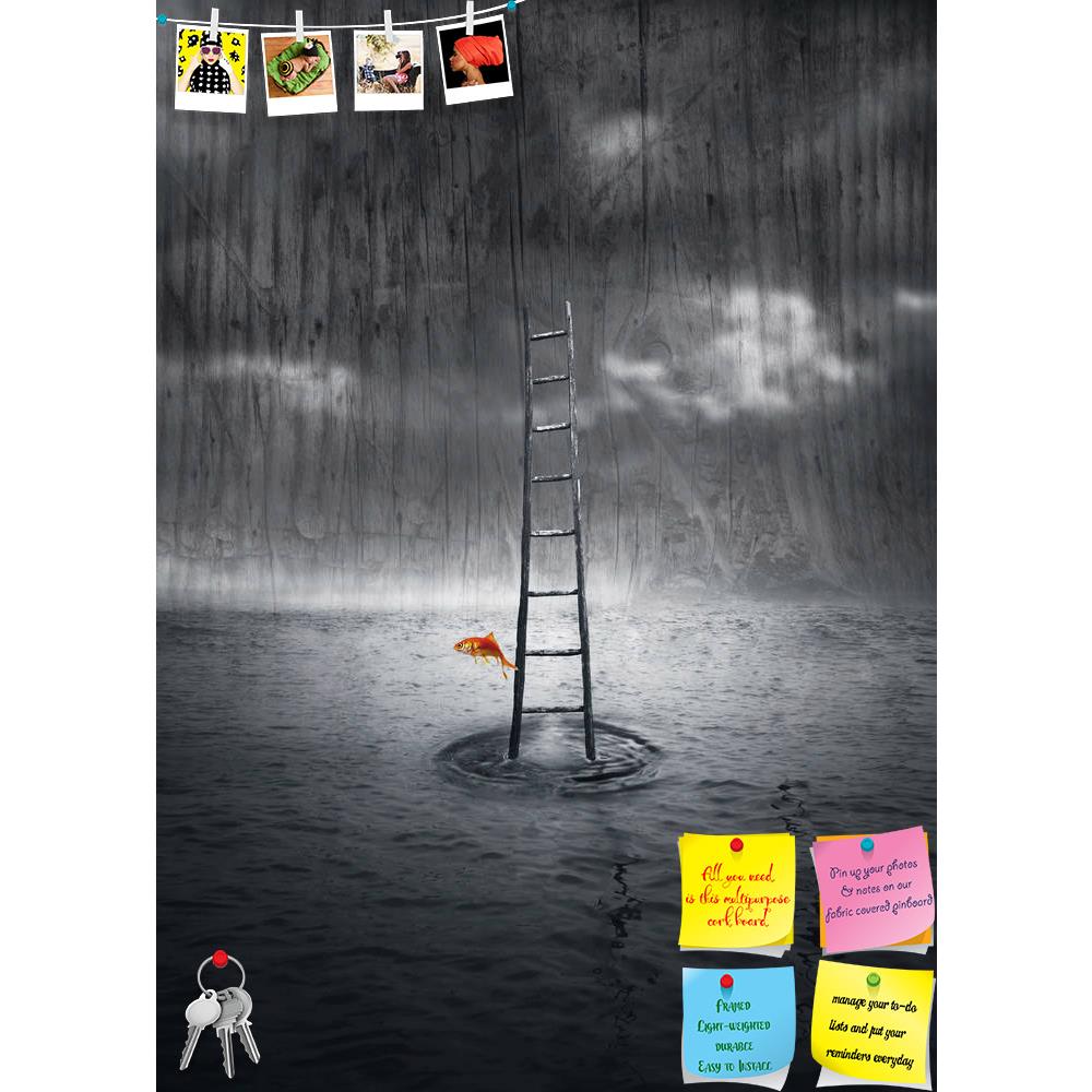 ArtzFolio Imaginative Fantasy Artwork D2 Printed Bulletin Board Notice Pin Board Soft Board | Frameless-Bulletin Boards Frameless-AZSAO15441178BLB_FL_L-Image Code 5001574 Vishnu Image Folio Pvt Ltd, IC 5001574, ArtzFolio, Bulletin Boards Frameless, Conceptual, Digital Art, imaginative, fantasy, artwork, d2, printed, bulletin, board, notice, pin, soft, frameless, background, wooden, ladder, out, water, colored, fish, that, jump, dramatic, environment, black, white, pin up board, push pin board, extra large c