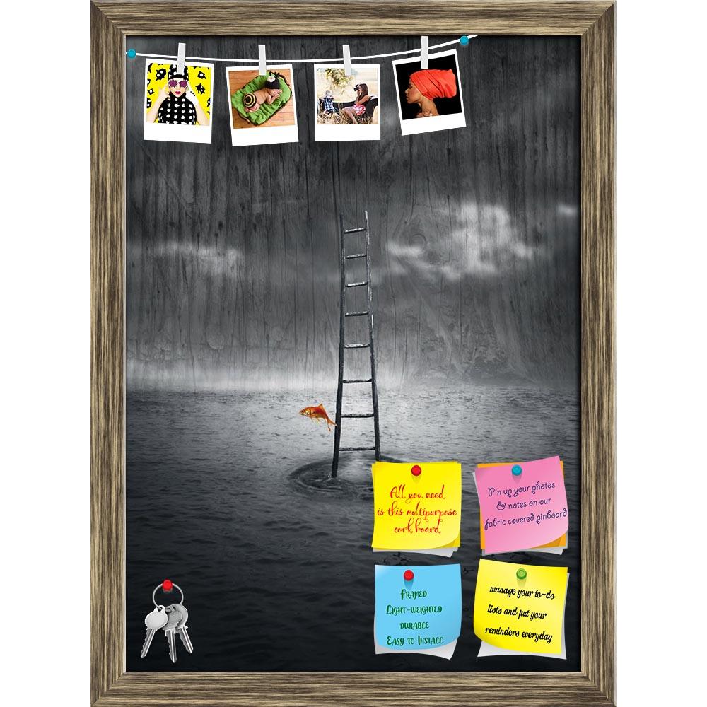 ArtzFolio Imaginative Fantasy Artwork D2 Printed Bulletin Board Notice Pin Board Soft Board | Framed-Bulletin Boards Framed-AZSAO15441178BLB_FR_L-Image Code 5001574 Vishnu Image Folio Pvt Ltd, IC 5001574, ArtzFolio, Bulletin Boards Framed, Conceptual, Digital Art, imaginative, fantasy, artwork, d2, printed, bulletin, board, notice, pin, soft, framed, background, wooden, ladder, out, water, colored, fish, that, jump, dramatic, environment, black, white, pin up board, push pin board, extra large cork board, b