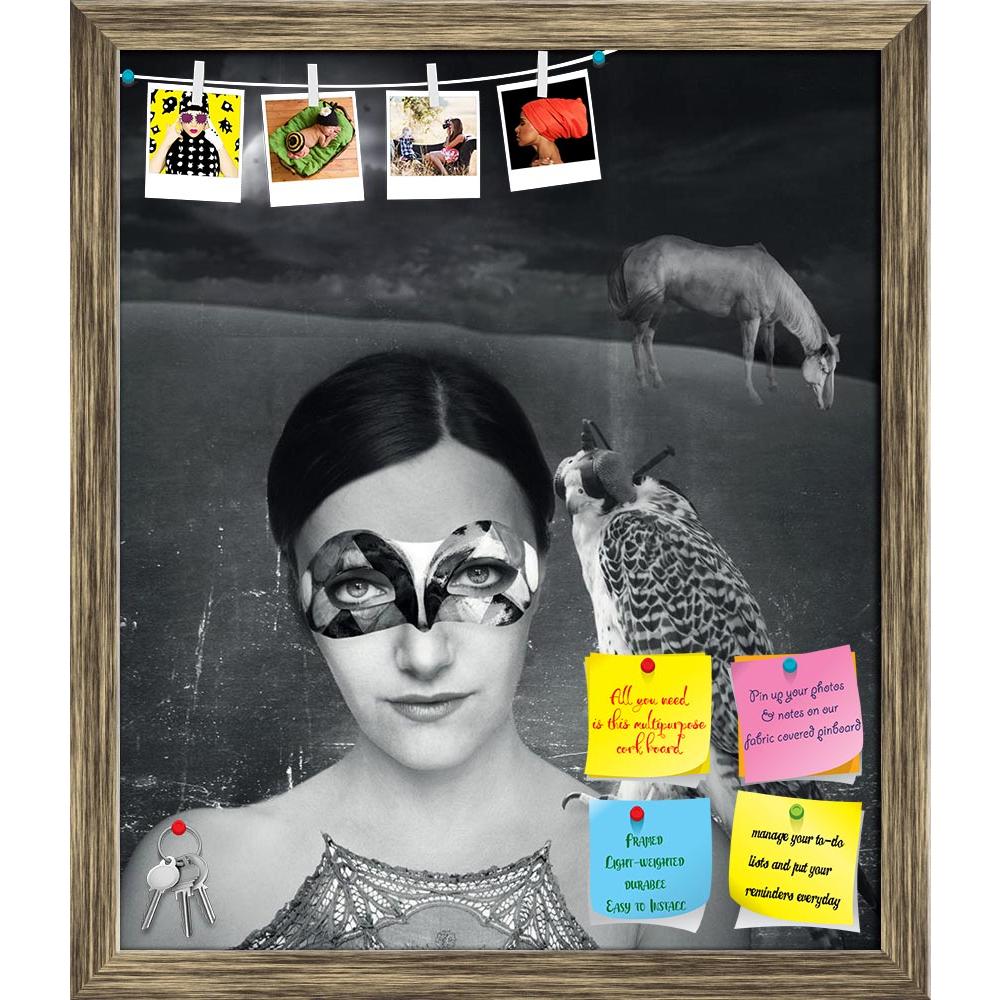 ArtzFolio Young Woman In Mask With A Hawk Printed Bulletin Board Notice Pin Board Soft Board | Framed-Bulletin Boards Framed-AZSAO15466741BLB_FR_L-Image Code 5001577 Vishnu Image Folio Pvt Ltd, IC 5001577, ArtzFolio, Bulletin Boards Framed, Conceptual, Vintage, Photography, young, woman, in, mask, with, a, hawk, printed, bulletin, board, notice, pin, soft, framed, mysterious, fantasy, background, her, shoulder, artistic, black, white, pin up board, push pin board, extra large cork board, big pin board, noti