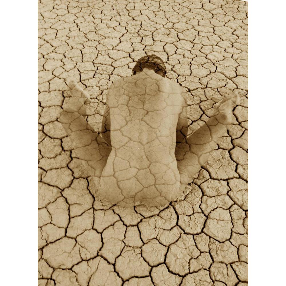 Abstract Female Figure Coming From Cracked Clay Canvas Painting Synthetic Frame - Paintings MDF Framing - ArtzFolio.com