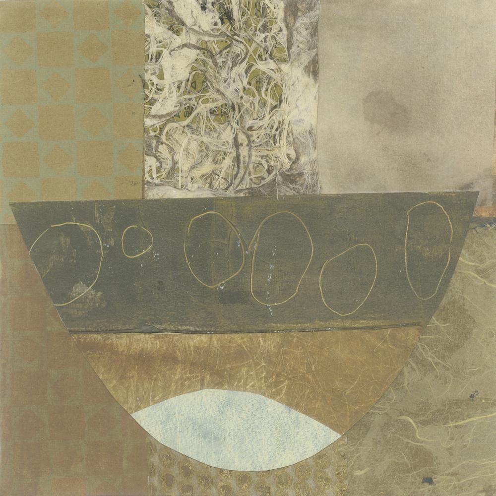Abstract Asian Paper Collage Of A Bowl Canvas Painting Synthetic Frame - Paintings MDF Framing - ArtzFolio.com