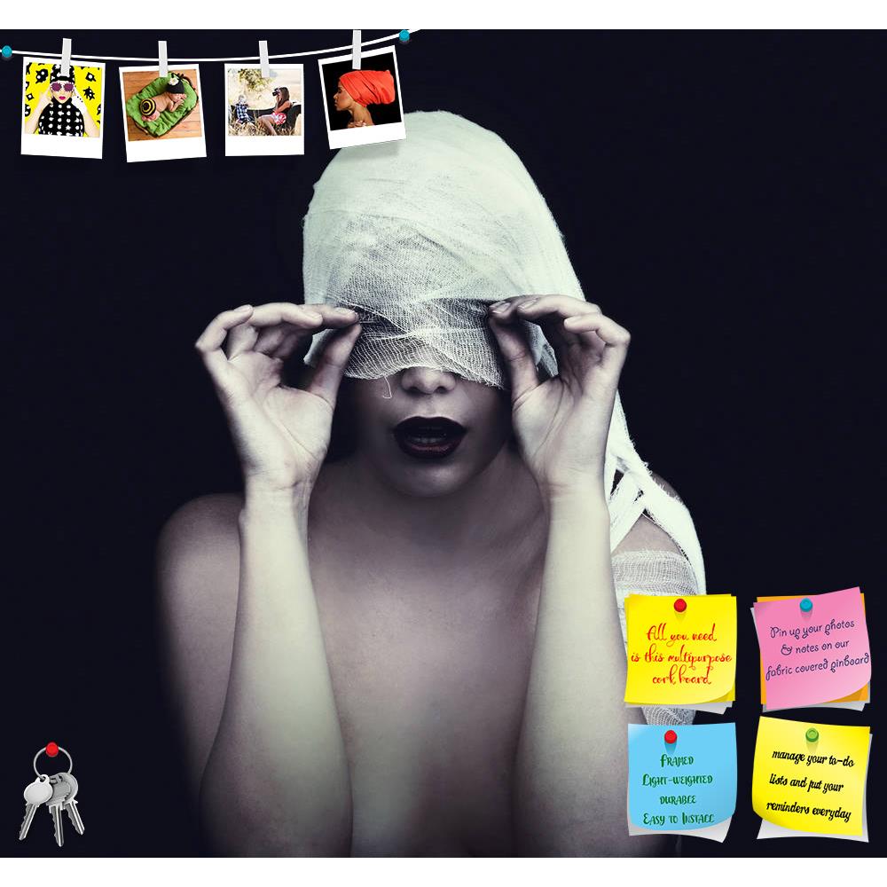 ArtzFolio Woman In Bandage Printed Bulletin Board Notice Pin Board Soft Board | Frameless-Bulletin Boards Frameless-AZSAO15693139BLB_FL_L-Image Code 5001639 Vishnu Image Folio Pvt Ltd, IC 5001639, ArtzFolio, Bulletin Boards Frameless, Conceptual, Portraits, Photography, woman, in, bandage, printed, bulletin, board, notice, pin, soft, frameless, black, background, gothic, style, concept, pin up board, push pin board, extra large cork board, big pin board, notice board, small bulletin board, cork board, wall 