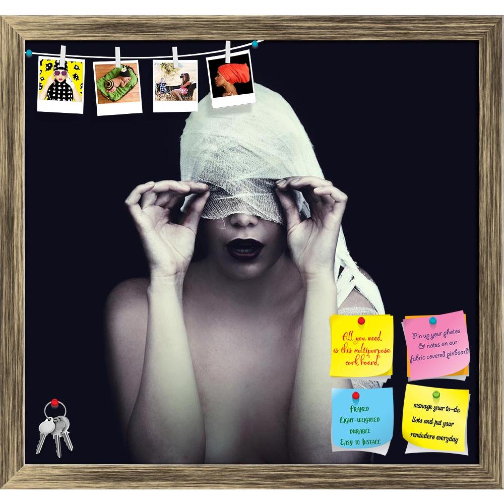 ArtzFolio Woman In Bandage Printed Bulletin Board Notice Pin Board Soft Board | Framed-Bulletin Boards Framed-AZSAO15693139BLB_FR_L-Image Code 5001639 Vishnu Image Folio Pvt Ltd, IC 5001639, ArtzFolio, Bulletin Boards Framed, Conceptual, Portraits, Photography, woman, in, bandage, printed, bulletin, board, notice, pin, soft, framed, black, background, gothic, style, concept, pin up board, push pin board, extra large cork board, big pin board, notice board, small bulletin board, cork board, wall notice board