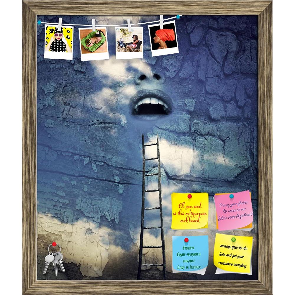 ArtzFolio Human Open Mouth In The Sky With A Wooden Ladder Printed Bulletin Board Notice Pin Board Soft Board | Framed-Bulletin Boards Framed-AZSAO15701068BLB_FR_L-Image Code 5001641 Vishnu Image Folio Pvt Ltd, IC 5001641, ArtzFolio, Bulletin Boards Framed, Conceptual, Digital Art, human, open, mouth, in, the, sky, with, a, wooden, ladder, printed, bulletin, board, notice, pin, soft, framed, fantasy, surrealistic, imagine, above, pin up board, push pin board, extra large cork board, big pin board, notice bo