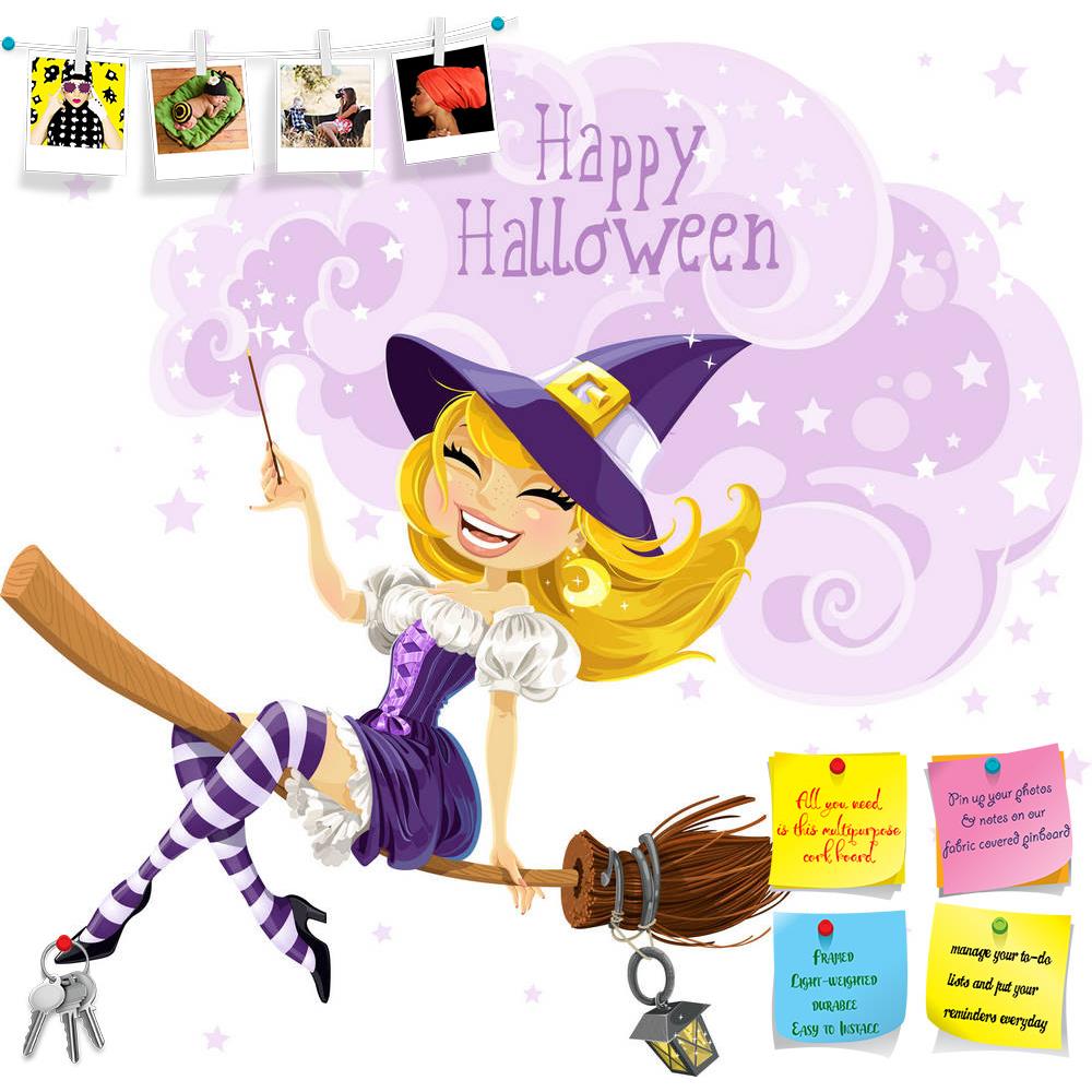 ArtzFolio Happy Halloween D1 Printed Bulletin Board Notice Pin Board Soft Board | Frameless-Bulletin Boards Frameless-AZSAO15743907BLB_FL_L-Image Code 5001651 Vishnu Image Folio Pvt Ltd, IC 5001651, ArtzFolio, Bulletin Boards Frameless, Kids, Digital Art, happy, halloween, d1, printed, bulletin, board, notice, pin, soft, frameless, cute, witch, flying, broom, conjures, wish, pin up board, push pin board, extra large cork board, big pin board, notice board, small bulletin board, cork board, wall notice board