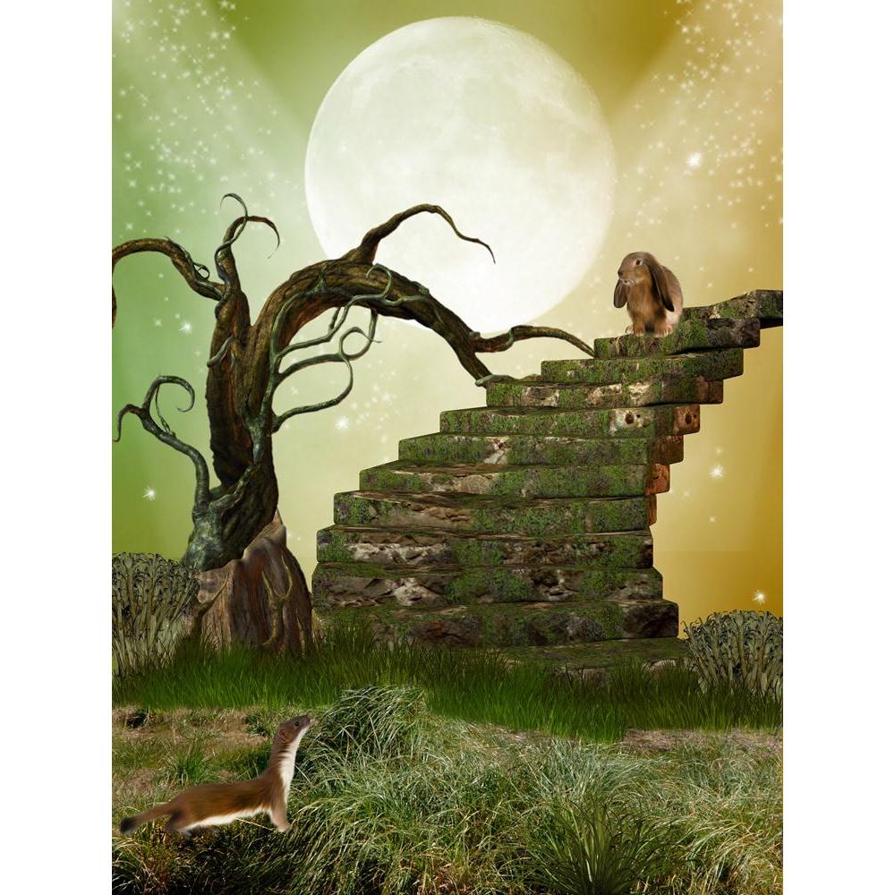 Fantasy Garden With Tree Stairway & Rabbit Canvas Painting Synthetic Frame-Paintings MDF Framing-AFF_FR-IC 5001660 IC 5001660, Animals, Art and Paintings, Baby, Botanical, Children, Digital, Digital Art, Fantasy, Floral, Flowers, Graphic, Kids, Landscapes, Marble and Stone, Nature, Scenic, garden, with, tree, stairway, rabbit, canvas, painting, synthetic, frame, fairy, landscape, amazing, animal, art, backdrops, background, beautiful, dream, fae, fairytale, fantastic, fire, lamps, legend, magic, manipulatio