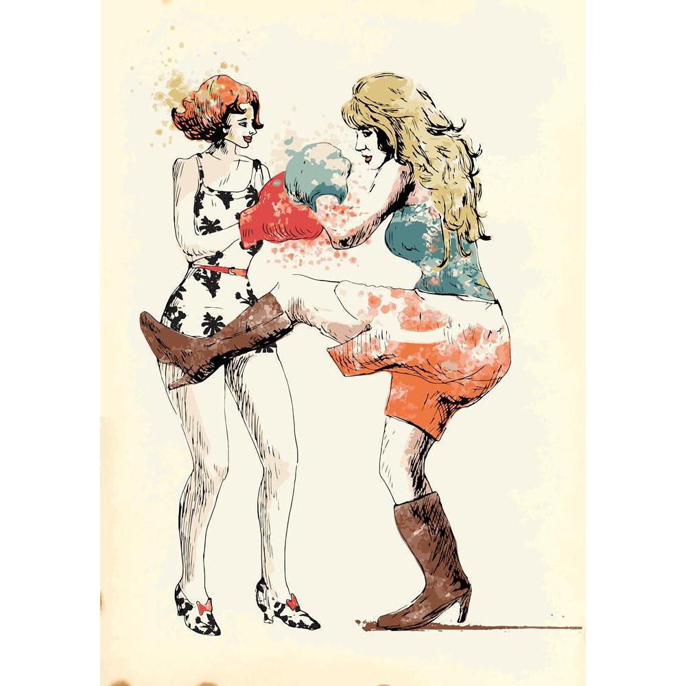 Ladies Boxing Canvas Painting Synthetic Frame-Paintings MDF Framing-AFF_FR-IC 5001675 IC 5001675, Ancient, Art and Paintings, Drawing, Entertainment, Historical, Illustrations, Love, Medieval, Romance, Sketches, Sports, Vintage, ladies, boxing, canvas, painting, synthetic, frame, arena, argument, art, artistic, artwork, attack, beat, blood, blow, box, glove, brawl, champion, combat, competition, craft, defense, draw, fight, fighter, fine, fitness, fun, girls, hard, hassle, hit, hurt, illustration, knock, ma
