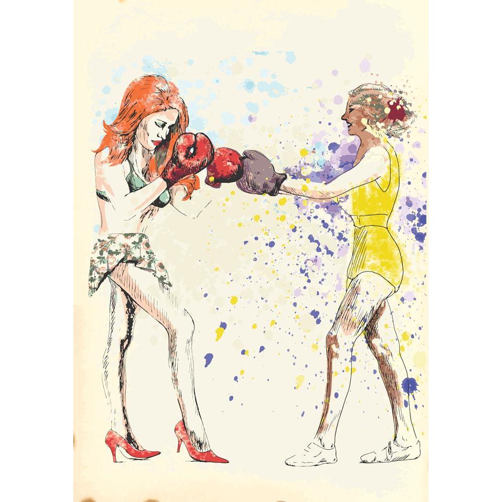 Ladies Boxing Canvas Painting Synthetic Frame-Paintings MDF Framing-AFF_FR-IC 5001680 IC 5001680, Ancient, Art and Paintings, Drawing, Entertainment, Historical, Illustrations, Love, Medieval, Romance, Sketches, Sports, Vintage, ladies, boxing, canvas, painting, synthetic, frame, arena, argument, art, artistic, artwork, attack, beat, blood, blow, box, glove, brawl, champion, combat, competition, craft, defense, draw, fight, fighter, fine, fitness, fun, girls, hard, hassle, hit, hurt, illustration, knock, ma