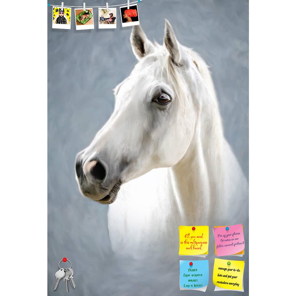 ArtzFolio Portrait Of A White Horse D2 Printed Bulletin Board Notice Pin Board Soft Board | Frameless-Bulletin Boards Frameless-AZSAO16002965BLB_FL_L-Image Code 5001685 Vishnu Image Folio Pvt Ltd, IC 5001685, ArtzFolio, Bulletin Boards Frameless, Animals, Fine Art Reprint, portrait, of, a, white, horse, d2, printed, bulletin, board, notice, pin, soft, frameless, photograph, stylized, as, painting, pin up board, push pin board, extra large cork board, big pin board, notice board, small bulletin board, cork b