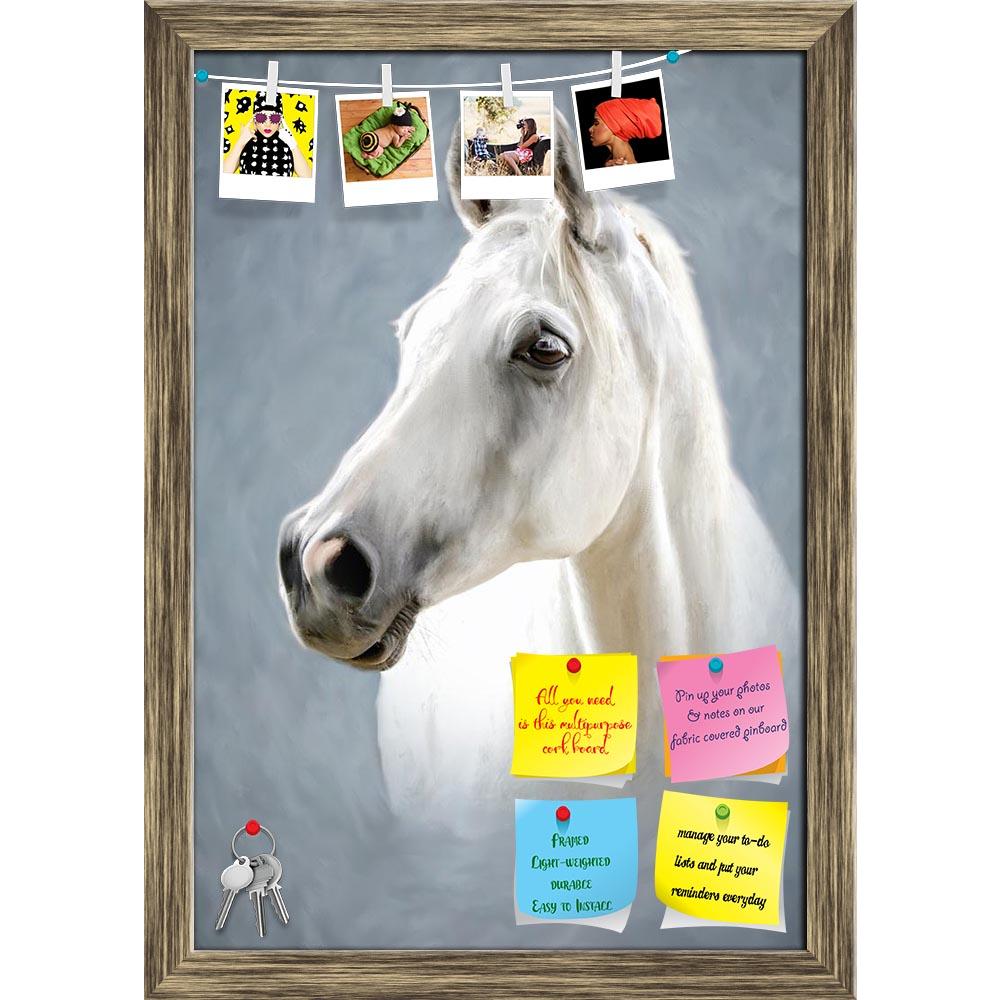 ArtzFolio Portrait Of A White Horse D2 Printed Bulletin Board Notice Pin Board Soft Board | Framed-Bulletin Boards Framed-AZSAO16002965BLB_FR_L-Image Code 5001685 Vishnu Image Folio Pvt Ltd, IC 5001685, ArtzFolio, Bulletin Boards Framed, Animals, Fine Art Reprint, portrait, of, a, white, horse, d2, printed, bulletin, board, notice, pin, soft, framed, photograph, stylized, as, painting, pin up board, push pin board, extra large cork board, big pin board, notice board, small bulletin board, cork board, wall n