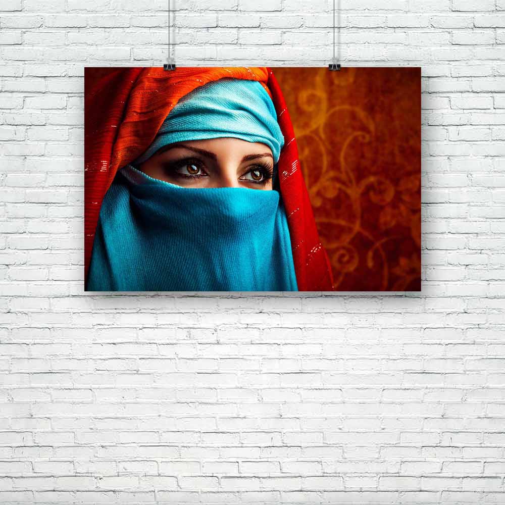 Young Arabic Woman Unframed Paper Poster-Paper Posters Unframed-POS_UN-IC 5001686 IC 5001686, Allah, Arabic, Asian, Culture, Ethnic, Eygptian, Fashion, Indian, Individuals, Islam, Patterns, Persian, Portraits, Religion, Religious, Space, Traditional, Tribal, World Culture, young, woman, unframed, paper, poster, hijab, muslim, egypt, arab, arabian, beautiful, beauty, blue, closeup, cosmetics, east, empty, exotic, expressive, eye, eyes, face, female, girl, headscarf, hide, india, lady, look, looking, makeup, 