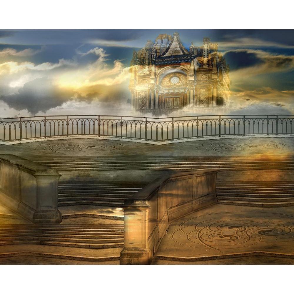 Aerial Castle Canvas Painting Synthetic Frame - Paintings MDF Framing - ArtzFolio.com
