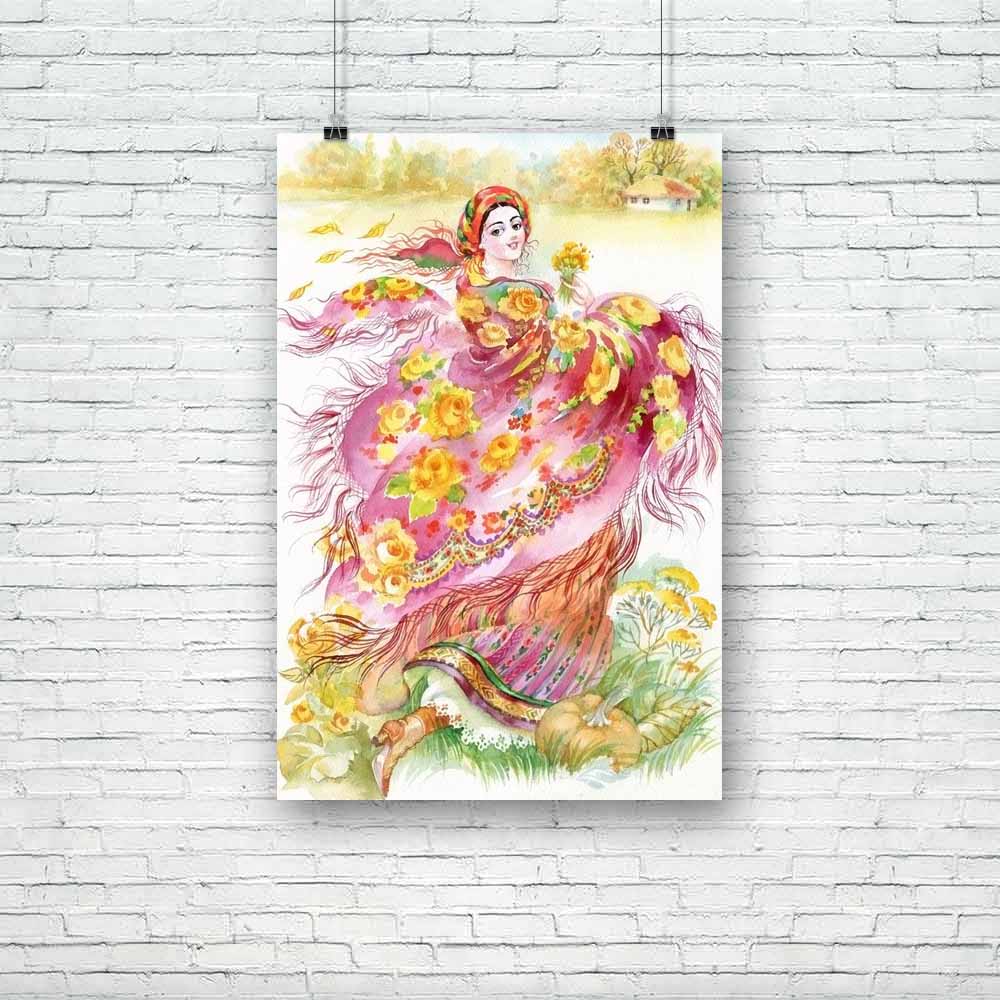 Young Woman With Shawl Unframed Paper Poster-Paper Posters Unframed-POS_UN-IC 5001707 IC 5001707, Ancient, Art and Paintings, Black and White, Countries, Digital, Digital Art, Drawing, Fashion, Graphic, Historical, Illustrations, Medieval, Paintings, Patterns, Russian, Signs, Signs and Symbols, Sketches, Vintage, Watercolour, White, young, woman, with, shawl, unframed, paper, poster, art, beautiful, beauty, brushstroke, card, clip, clothing, colorful, country, design, elegant, europe, european, costume, exp