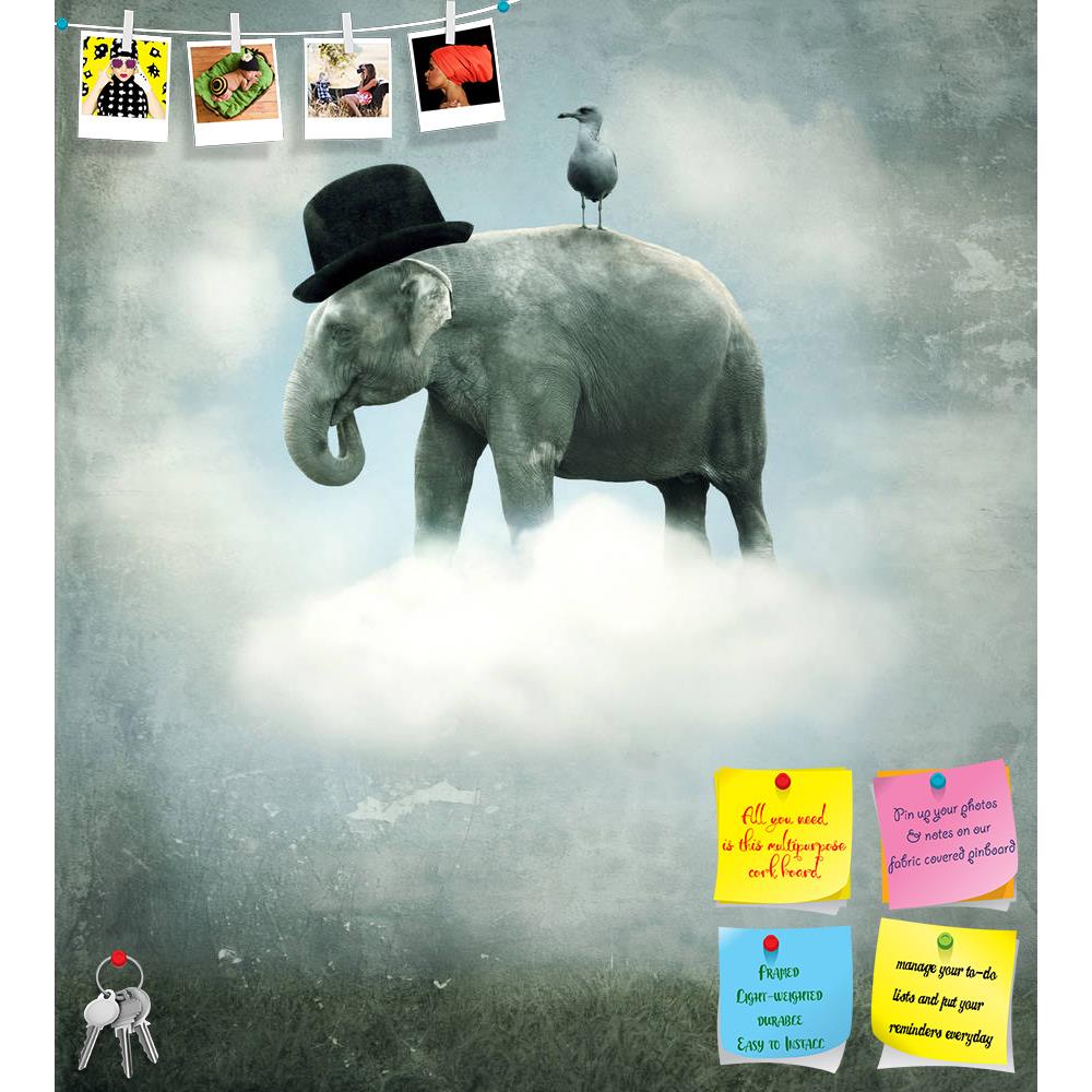 ArtzFolio Elephant With A Hat & A Gull Printed Bulletin Board Notice Pin Board Soft Board | Frameless-Bulletin Boards Frameless-AZSAO16135054BLB_FL_L-Image Code 5001711 Vishnu Image Folio Pvt Ltd, IC 5001711, ArtzFolio, Bulletin Boards Frameless, Animals, Conceptual, Kids, Digital Art, elephant, with, a, hat, gull, printed, bulletin, board, notice, pin, soft, frameless, fantasy, surrealistic, background, flying, cloud, sky, pin up board, push pin board, extra large cork board, big pin board, notice board, s