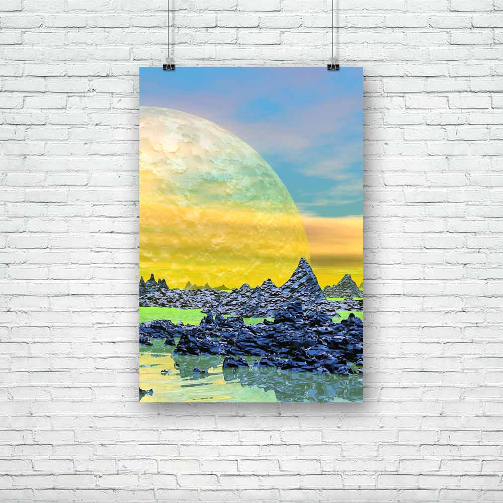 Landscape With Rock Mountains Unframed Paper Poster-Paper Posters Unframed-POS_UN-IC 5001735 IC 5001735, Art and Paintings, Astronomy, Automobiles, Cosmology, Digital, Digital Art, Fantasy, Futurism, Graphic, Illustrations, Landscapes, Mountains, Nature, Scenic, Science Fiction, Space, Transportation, Travel, Vehicles, landscape, with, rock, unframed, paper, poster, alien, art, artwork, background, blue, cloud, day, fiction, future, futuristic, green, heaven, illustration, lake, moon, mountain, night, plane