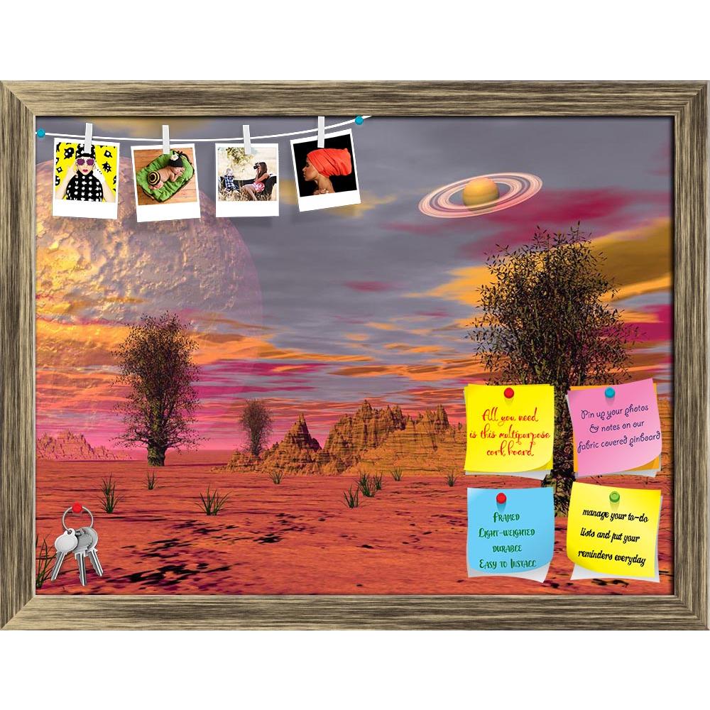 ArtzFolio Surreal Landscape With Rock Mountains & Planets Printed Bulletin Board Notice Pin Board Soft Board | Framed-Bulletin Boards Framed-AZSAO16250651BLB_FR_L-Image Code 5001736 Vishnu Image Folio Pvt Ltd, IC 5001736, ArtzFolio, Bulletin Boards Framed, Fantasy, Places, Digital Art, surreal, landscape, with, rock, mountains, planets, printed, bulletin, board, notice, pin, soft, framed, brown, desert, trees, fog, pin up board, push pin board, extra large cork board, big pin board, notice board, small bull