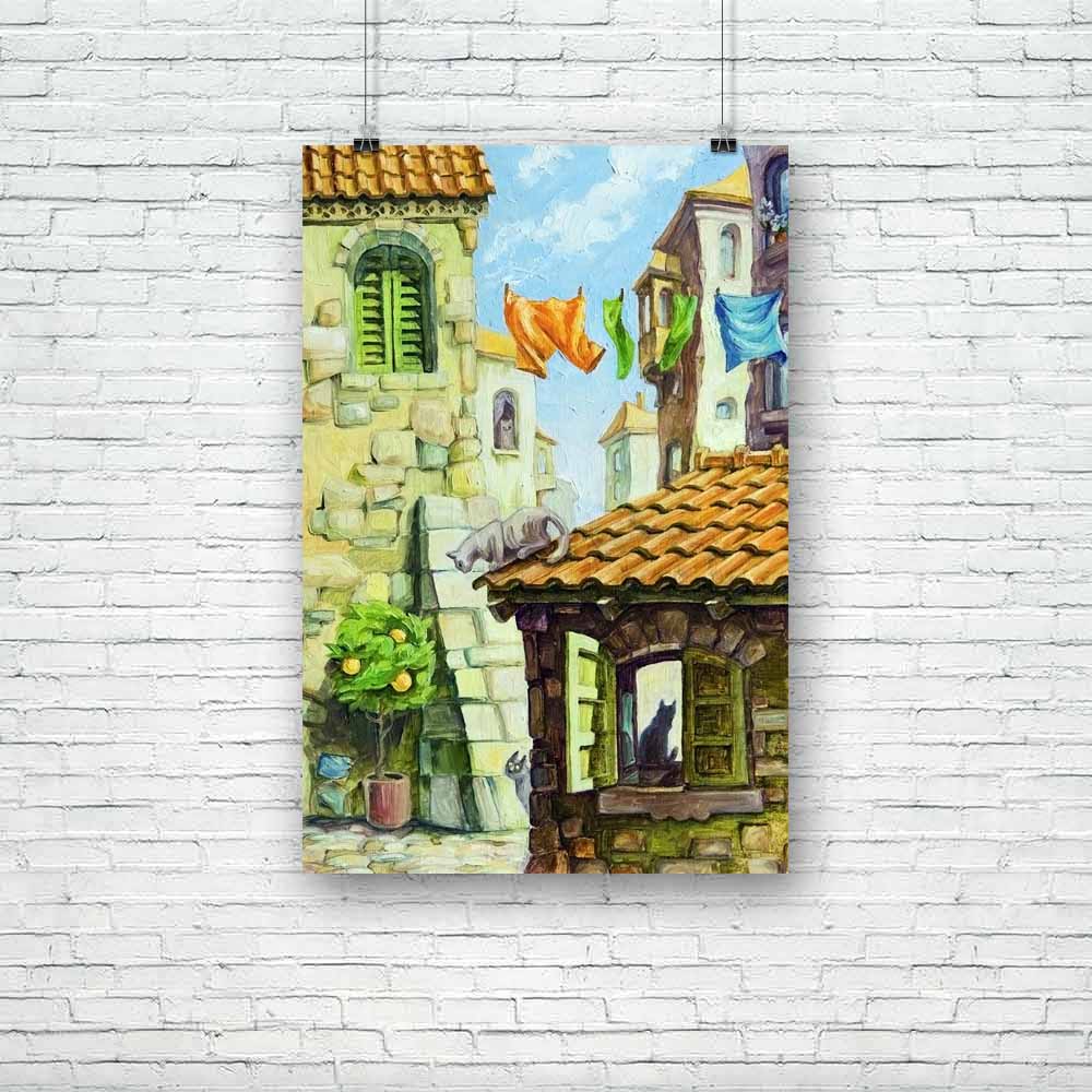 Cats In The Old Mediterranean City Unframed Paper Poster-Paper Posters Unframed-POS_UN-IC 5001742 IC 5001742, Ancient, Animals, Architecture, Arrows, Art and Paintings, Automobiles, Cities, City Views, Culture, Ethnic, Fantasy, Historical, Illustrations, Marble and Stone, Medieval, Paintings, Pets, Places, Retro, Traditional, Transportation, Travel, Tribal, Urban, Vehicles, Vintage, World Culture, cats, in, the, old, mediterranean, city, unframed, paper, poster, oil, painting, illustration, art, buildings, 