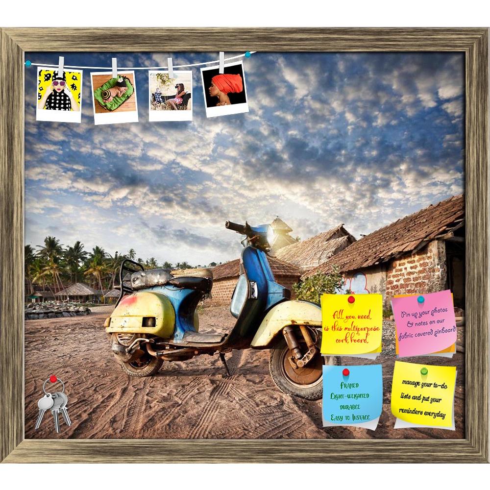 ArtzFolio Old Retro Scooter On The Sandy Beach Printed Bulletin Board Notice Pin Board Soft Board | Framed-Bulletin Boards Framed-AZSAO16335082BLB_FR_L-Image Code 5001752 Vishnu Image Folio Pvt Ltd, IC 5001752, ArtzFolio, Bulletin Boards Framed, Places, Photography, old, retro, scooter, on, the, sandy, beach, printed, bulletin, board, notice, pin, soft, framed, near, fishermen, huts, tropical, village, india, pin up board, push pin board, extra large cork board, big pin board, notice board, small bulletin b