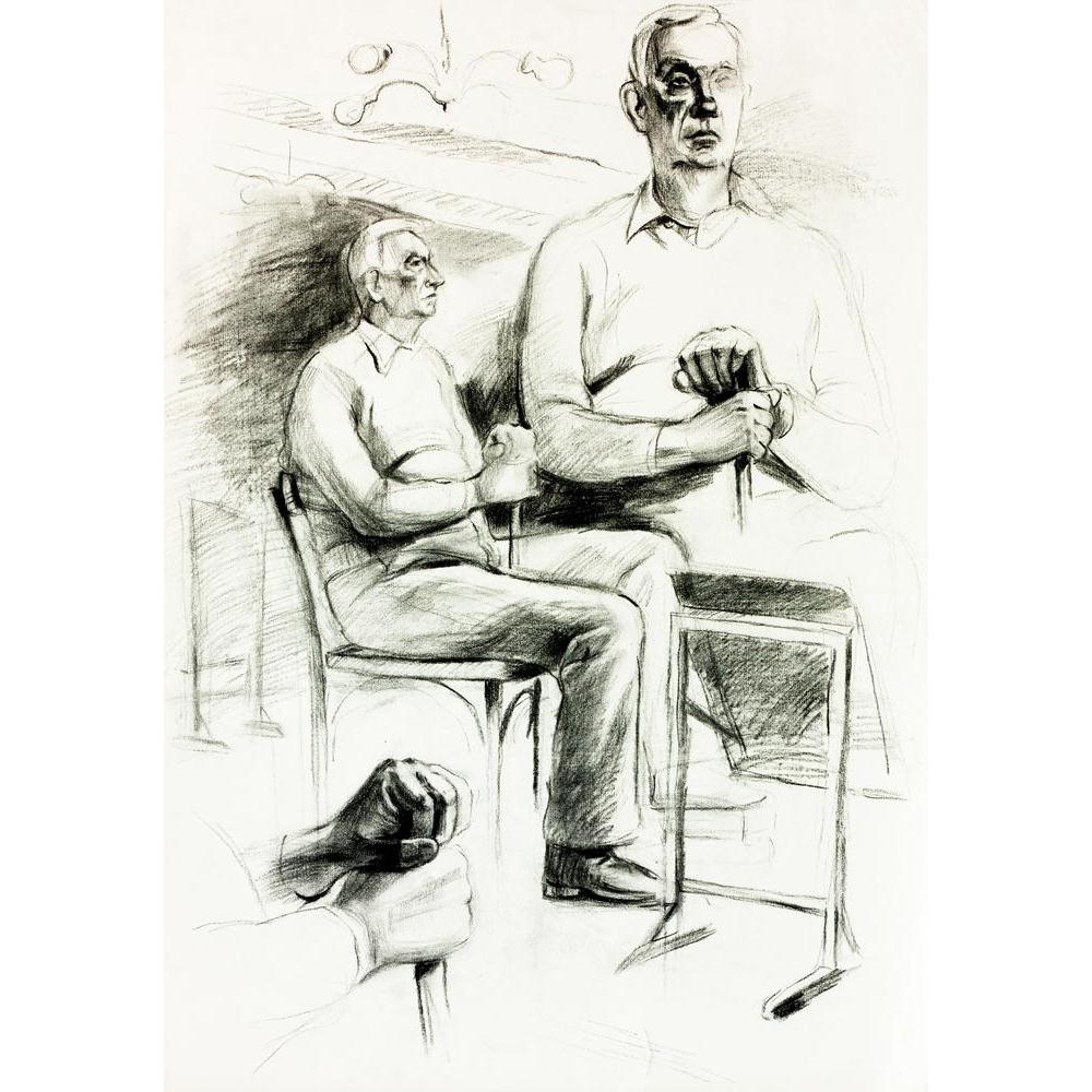 Man Sitting In A Chair Canvas Painting Synthetic Frame-Paintings MDF Framing-AFF_FR-IC 5001794 IC 5001794, Adult, Ancient, Art and Paintings, Black, Black and White, Digital, Digital Art, Drawing, Graphic, Historical, Illustrations, Individuals, Medieval, Paintings, People, Portraits, Retro, Signs, Signs and Symbols, Sketches, Vintage, man, sitting, in, a, chair, canvas, painting, synthetic, frame, aged, antique, art, artistic, artwork, background, beard, brown, character, classic, color, design, draw, eyes