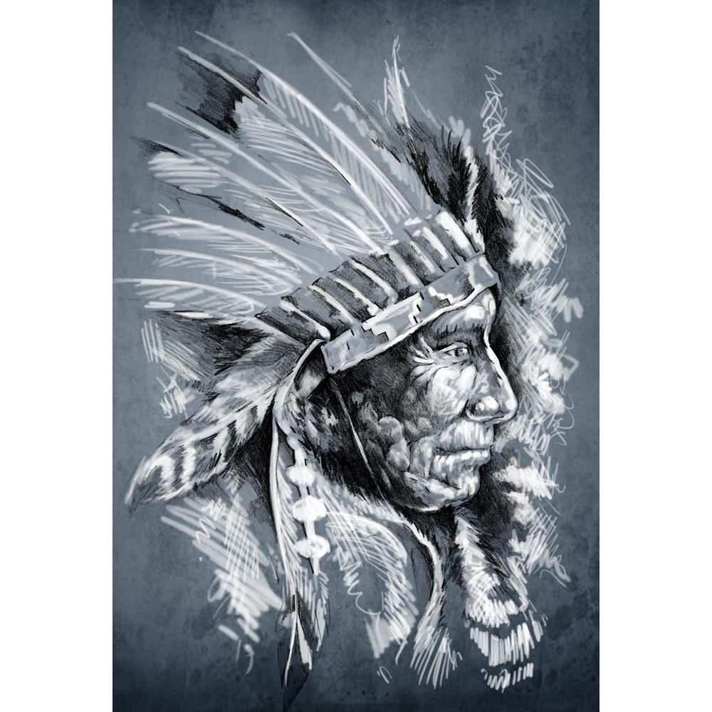 Native American Indian Head Canvas Painting Synthetic Frame-Paintings MDF Framing-AFF_FR-IC 5001799 IC 5001799, American, Ancient, Animated Cartoons, Art and Paintings, Black, Black and White, Caricature, Cartoons, Culture, Digital, Digital Art, Drawing, Ethnic, Graphic, Historical, Illustrations, Indian, Individuals, Medieval, Portraits, Retro, Sketches, Traditional, Tribal, Vintage, World Culture, native, head, canvas, painting, synthetic, frame, chief, aboriginal, adornment, adventure, apache, arizona, a