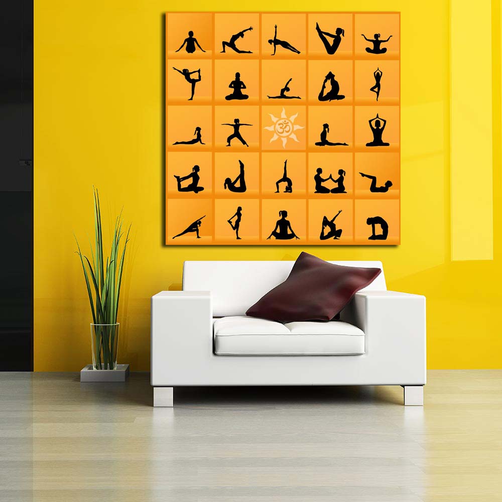 Yoga Poses Canvas Painting Synthetic Frame – ArtzFolio.com