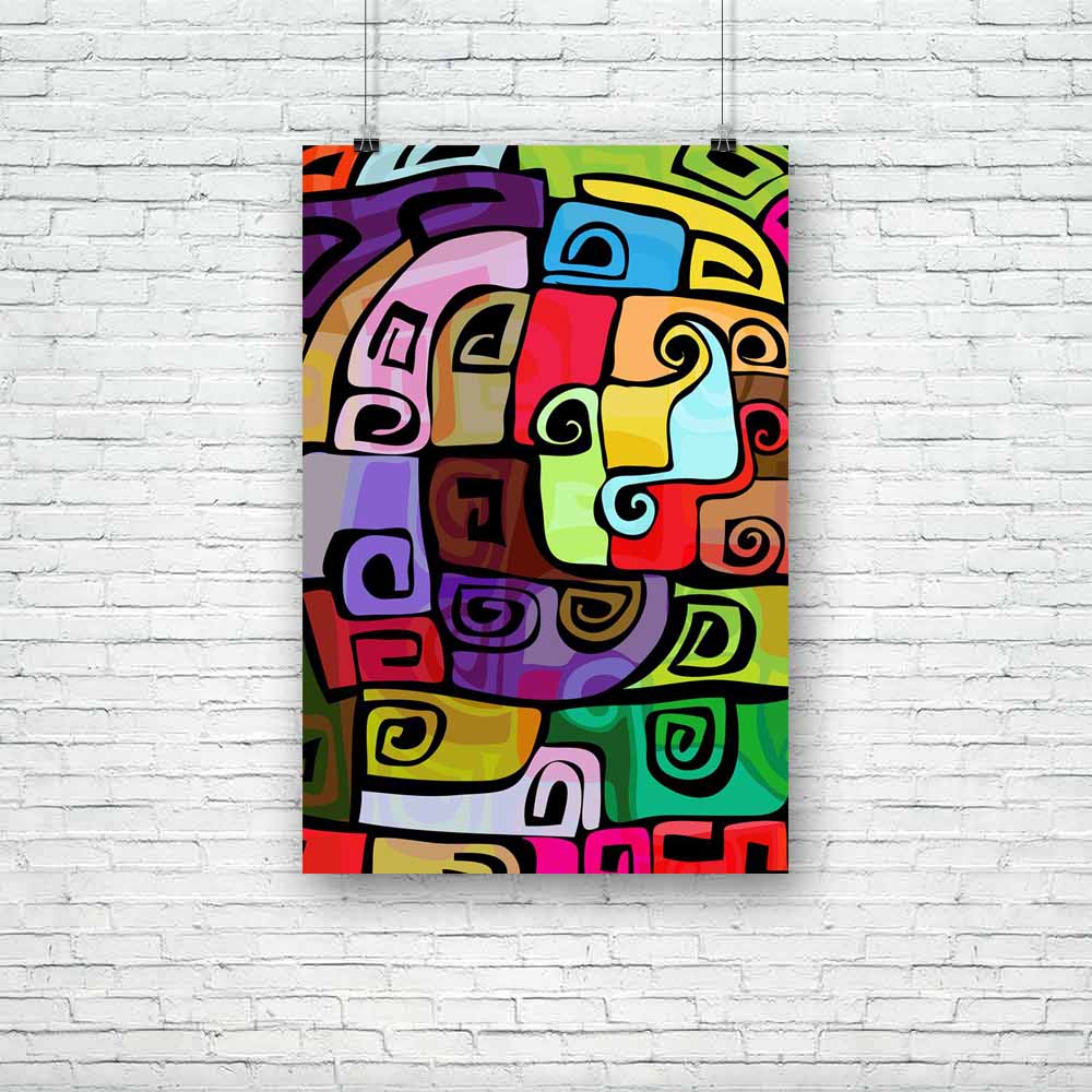 Abstract Colorful Funky Pattern Unframed Paper Poster - Paper Posters Unframed - ArtzFolio.com