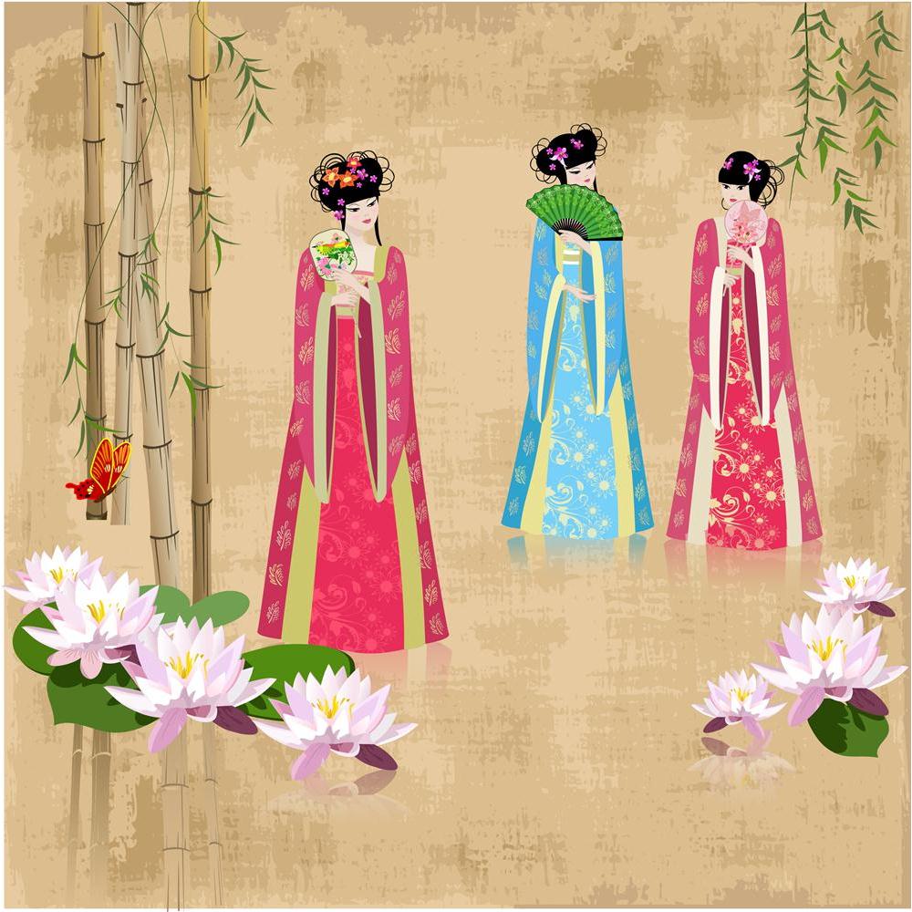 Chinese Girls At The Pond Canvas Painting Synthetic Frame-Paintings MDF Framing-AFF_FR-IC 5001839 IC 5001839, Abstract Expressionism, Abstracts, Ancient, Animated Cartoons, Art and Paintings, Asian, Birds, Botanical, Caricature, Cartoons, Chinese, Culture, Drawing, Ethnic, Fashion, Floral, Flowers, Historical, Illustrations, Landscapes, Medieval, Nature, Patterns, Retro, Scenic, Semi Abstract, Signs, Signs and Symbols, Traditional, Tribal, Vintage, World Culture, girls, at, the, pond, canvas, painting, synt
